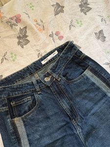 Blue Denim Jeans with Side Stripe