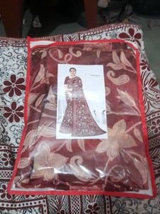Maroon Floral Print Saree