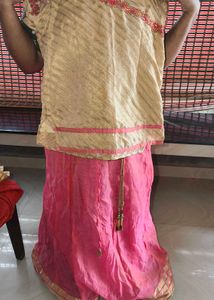 Elegant Gold &amp; Pink Lehenga Choli