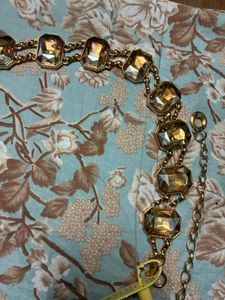 Sparkling Gemstone Chain Belt