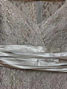 Elegant Silver Lace Evening Gown