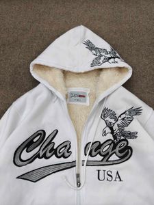 Vintage Eagle Graphic Zip-Up Hoodie