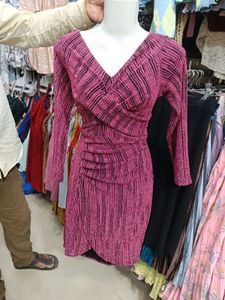 Pink Shimmer Wrap Mini Dress