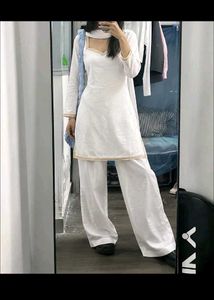 y2k Elegant White Kurta Set with Palazzo