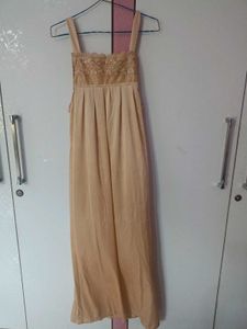 Cozy Brown &amp; Cream Nightgown with Lace Trim
