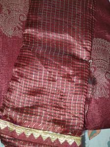 Maroon Saree with Gold Print