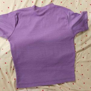 Cute Purple Ribbed Crop Top