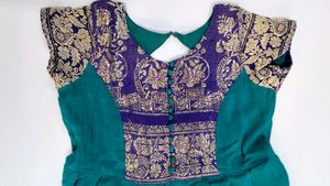 Traditional Cotton Silk Long Dress for Girl 4-7age