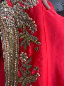 Elegant Red Embroidered Saree