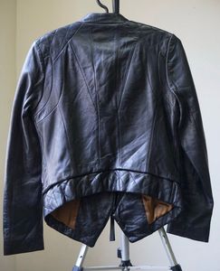 Black Leather Biker Jacket - Thrifted