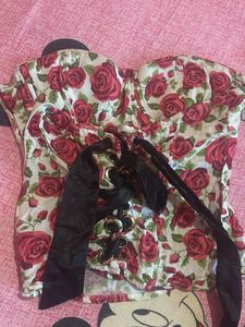 Floral Rose Print Corset Top