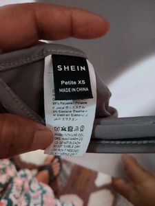 SHEIN Premium Charcoal Gray Highcut Thong Bodysuit