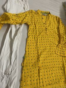 Fabindia Yellow Printed Kurta with pajama set