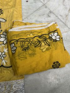 Yellow Kurta Floral Embroidery with dupatta
