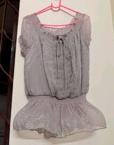 Lana del Rey coded Sheer Grey Peplum Top🤍