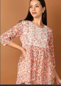 Combo Offer: Red Floral top & Printed Kurti