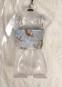 7145. Artistic Angel Print Crop Top