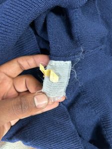Burberrys Blue V-Neck Sweater