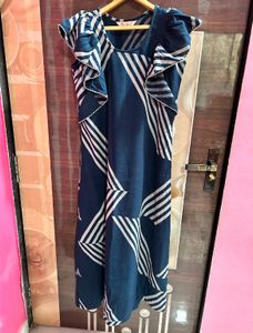 Stylish Blue & White Printed Dress