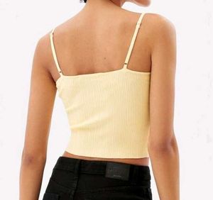 Bershka Butter Yellow Ribbed Cami Top