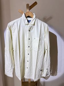 Van heusen Men's lemonish Cream Casual Shirt