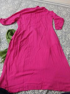 Magenta Kurta Set with Green dupatta