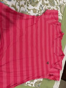 Pink Striped Casual T-Shirt