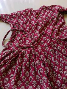 Maroon Floral Print Kurta