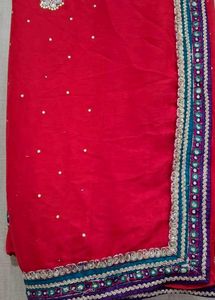Red Embellished Saree