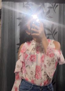 Chic Floral Cold Shoulder Top