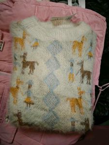 Cozy Faux Fur Deer Print Sweater
