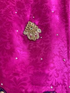 Pink Saree with Embellished ( no blouse )
