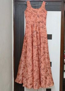 Peach Floral Print Dress