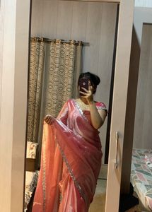 Elegant Pink Organza Saree