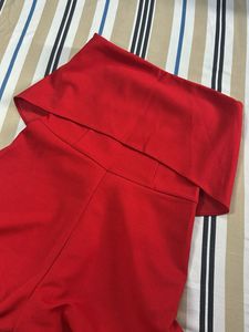 Chic Red Strapless culottes Jumpsuit