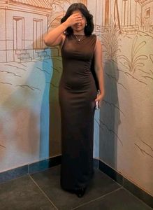 🤎 Elegant Brown Tie-Up Maxi Dress