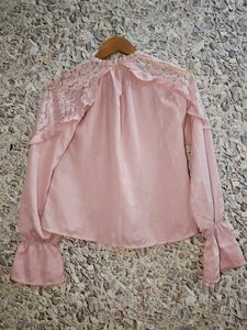Pink Lace Sleeve Top