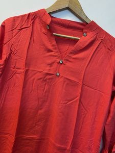 Elegant Coral Kurta with Embellishments