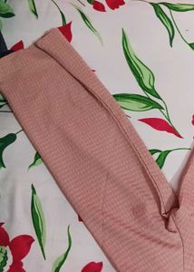 Pink Waffle Knit Tie Top