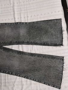 Washed Grey Flare Jeans