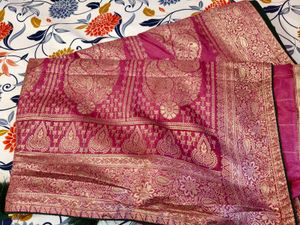 Elegant Pink Banarasi Silk Saree