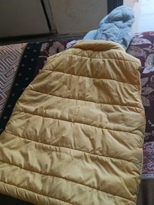 Yellow Padded Vest with Hoodie