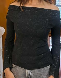 Sparkly Black Long Sleeve Top