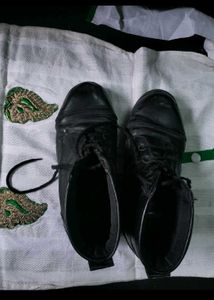 2 pair Black Leather Lace-Up Boots