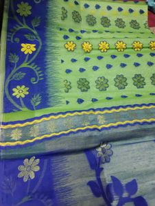 Light Green Floral Saree PURE COTTON❤️