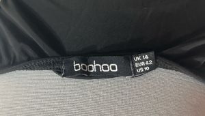 BOOHOO Ruched Strappy Black Tank Bodysuit