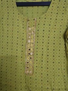 Lime Green Printed Kurta