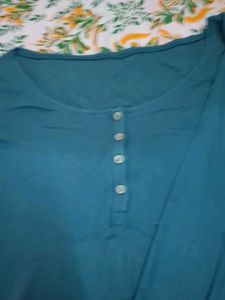 Teal Long Sleeve Henley Top