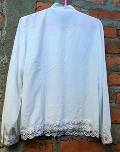 Elegant White Button-Down Blouse.