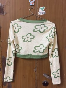 Floral Print Long Sleeve Crop Top